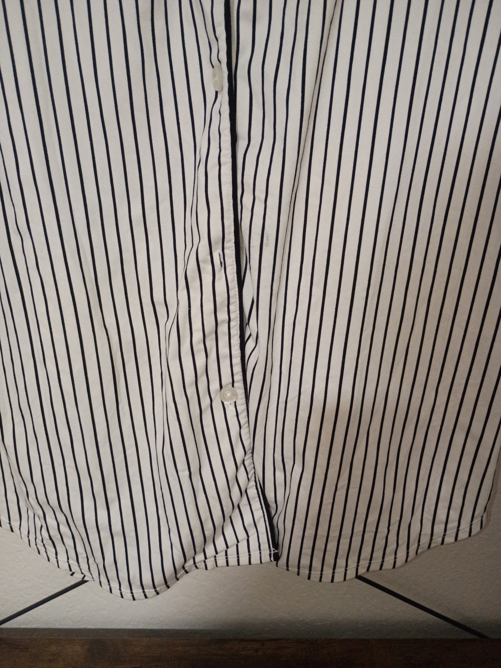 Anne Klein Black and White Vertical Stripe Sleep Shirt - Picture 3 of 6